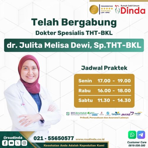 Telah Bergabung Dokter Spesialis THT-BKL dr. Julita Melisa Dewi, Sp.THT-BKL